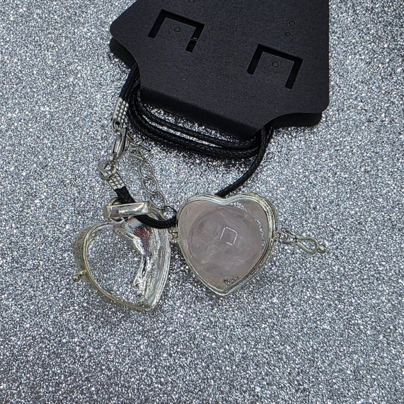 Pink Rose Quartz Crystal Sphere w/ Angel Wings Locket Necklace - Picture 4 of 7